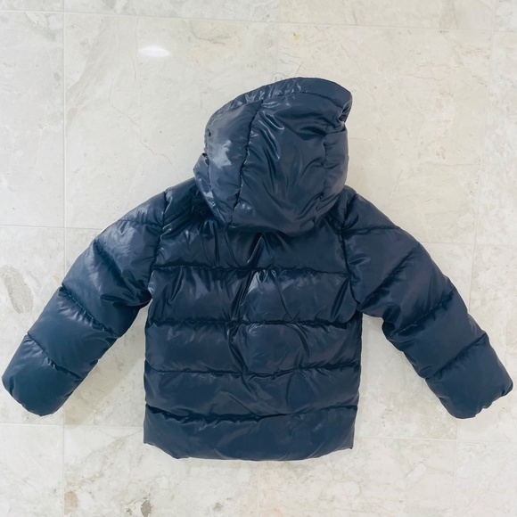 MONCLER {3} Coat Navy Blue Girls' Puffer Zip-Up Detachable Hood - Picture 5 of 12
